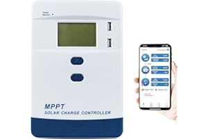 GCSOAR MPPT Solar Charge Controller 20A, Max PV 60V, 12V 24V Auto Solar Regulator (with LCD), Built-in Bluetooth Adapter for Lead-Acid Battery, Lithium Battery Charging (BLE
