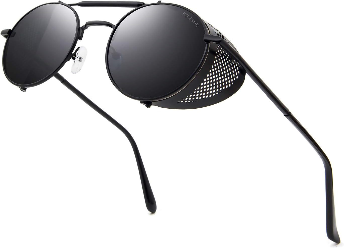 Ronsou Steampunk Style Round Vintage Polarized Sunglasses Retro Eyewear UV400 Protection Matel Frame