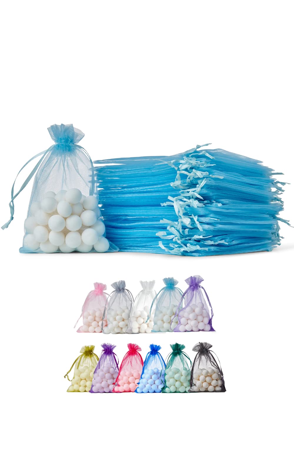 Soul Projekt 100pcs Light Blue 10x15cm Drawstring Organza Gift Bags for Wedding, Birthday, Christmas, Anniversary, Baby Shower