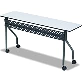 Iceberg OfficeWorks Mobile Training Table, 6 ft, Gray | Measures 18" D x 72" L x 29" H, two locking wheels, ideal for conference rooms, meeting rooms, offices, and classrooms