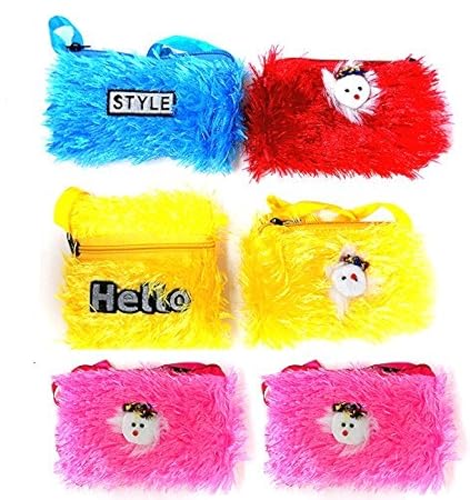 Ekan Small Sling Hand Bag for Kids, Soft Kids Bags Return Gift for Baby Birthday, Multicolor, Set of 6, 50 Gram, Pack of 1