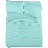 Utopia Bedding King Bed Sheets Set - 4 Piece Bedding - Brushed Microfiber - Shrinkage and Fade Resistant - Easy Care (King, Spa Blue)