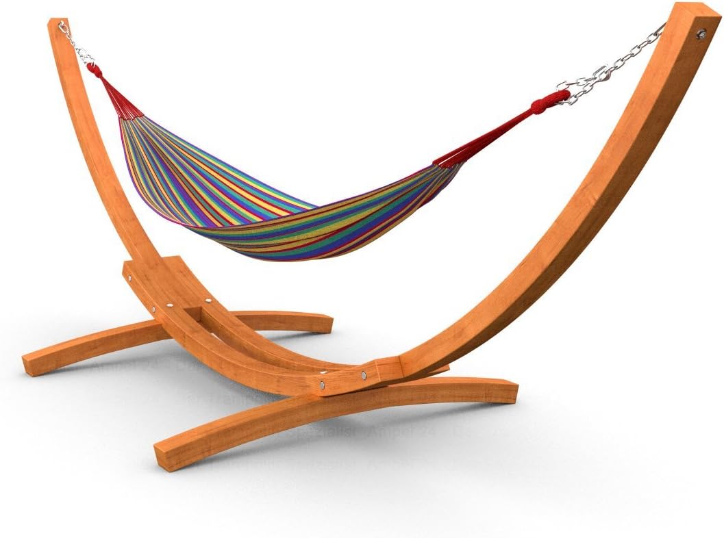 AMPEL 24, Beautiful Wooden Hammock Stand 310 - 450 cm | with Colourful Hammock Cloth