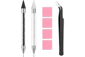 NFRBTD 2 Pack Rhinestone Picker Tool Dotting Pen with Tweezer, Wax Pencil for Rhinestones, Gem Picker Pen Diamond Jewel Applicator, Rhinestone Tools Kit for Bedazzling DIY Nail Art