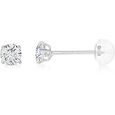 14K Gold Round Solitaire Cubic Zirconia CZ Stud Earrings in Yellow OR White 0.1-2.0 carat