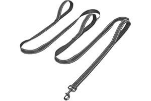 Mycicy 3 Handle Dog Leash, 10FT Triple Handle Reflective Stitching with Padded Traffic Handles, Heavy Duty Training Pet Lead for Control and Safety (Black)