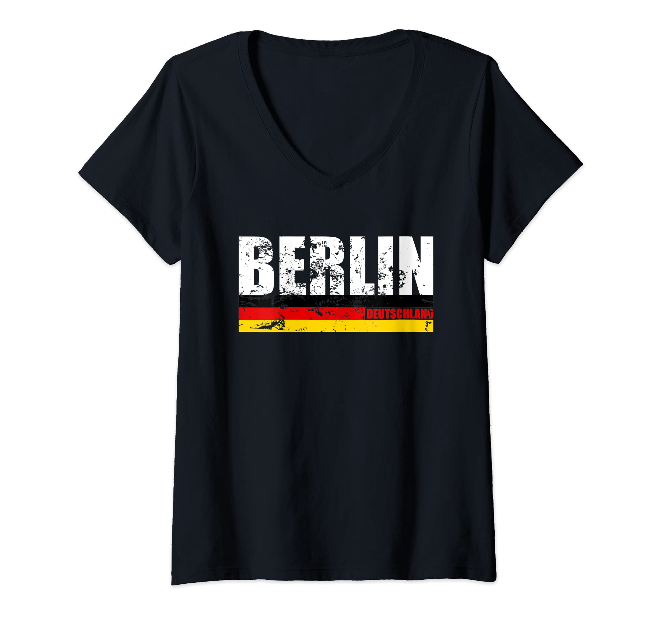 Womens Berlin City Germany Flag - Deutschland Travel Souvenir Idea V-Neck T-Shirt