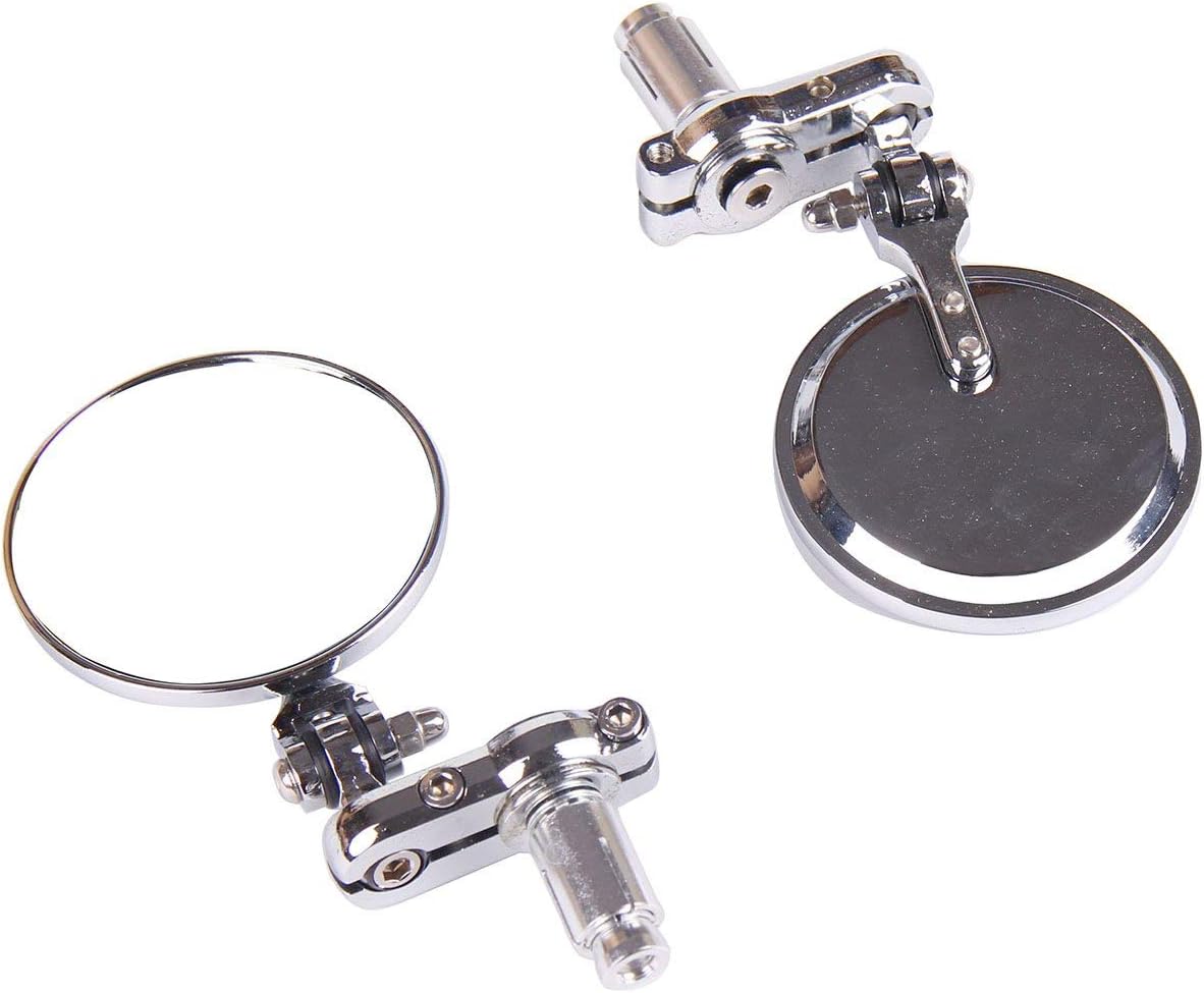 MotorToGo Silver finish Folding Round Billet Bar End Mirrors for 2000 Kawasaki Ninja 500R EX500D