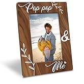 Pop Pop & Me Photo Frame Gift for Pop Pop Dad Grandpa, Holds 4 x 6 Inch Photo, Farmhouse Wooden Picture Frame Gift, Father's Day Gift for Him, Family Photo Frame for Wall & Tabletop Decor