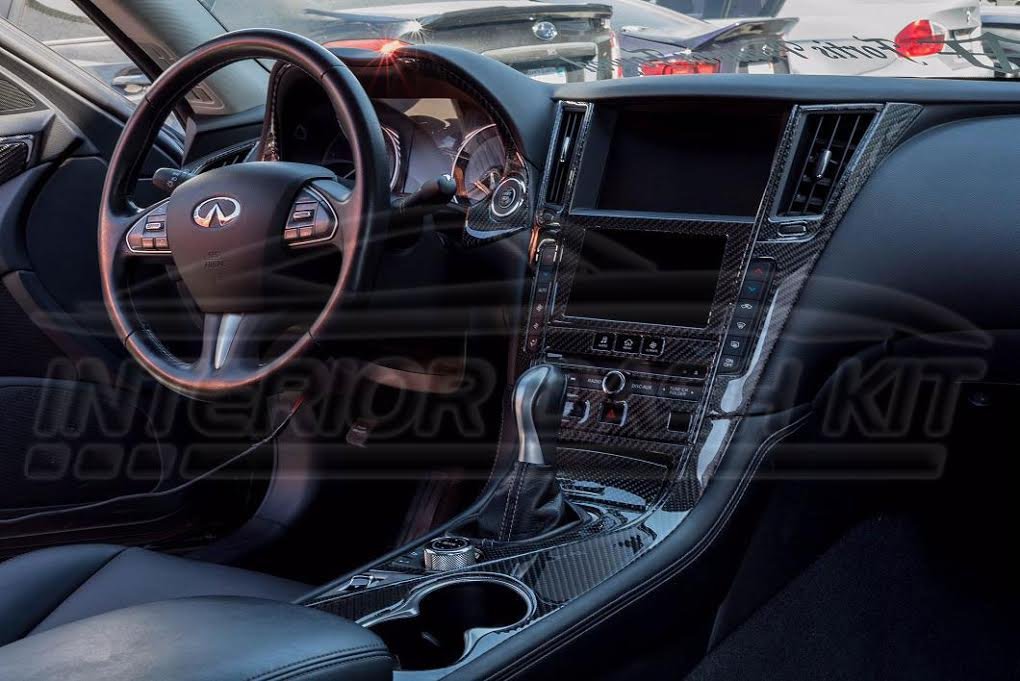2014 2015 2016 2017 2018 2019 Interior Real Carbon Fiber Dash Trim KIT Set for Infiniti Q50 Q 50 Q 50a