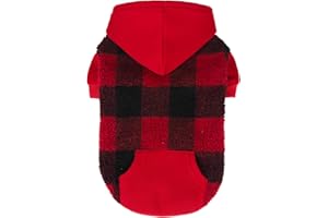 PUPTECK Dog Hoodie Puppy Sweatshirt Warm Dog Sweater Winter Clothes Cold Weather Coats for Small Medium Large Dogs, Red, XL