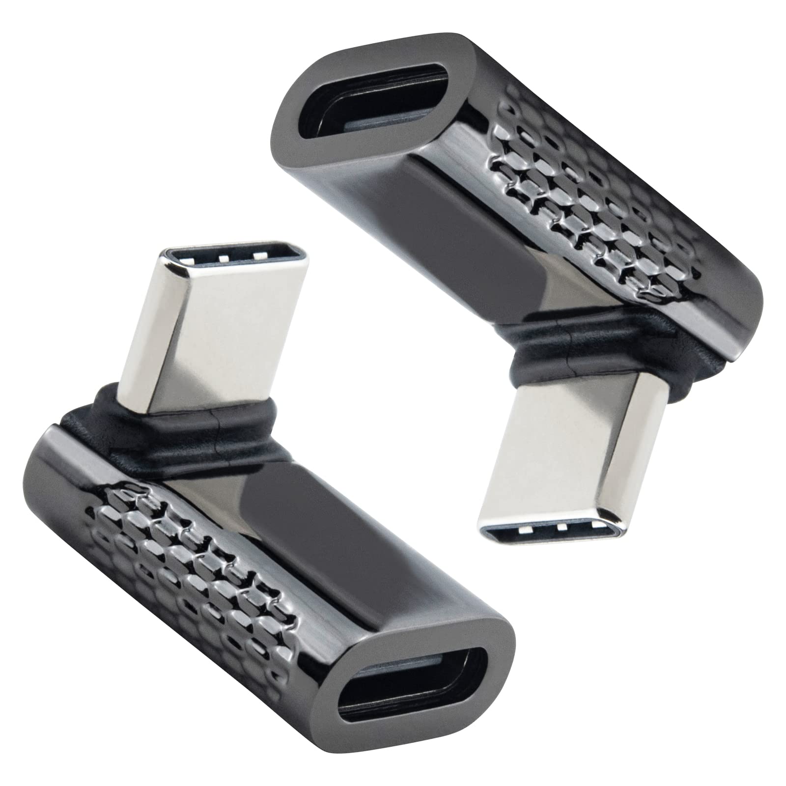 Leehitech 2 Pack USB C to USB C Adapter, 20Gbps Data Transfer Right Angle USB 3.1 Male to Female Adapters, Support 100W Fast Charging for MacBook Pro,iPad Pro,Nintendo Switch,Steam Deck and More