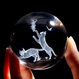 XIANNVXI 3D Tulip Butterfly Crystal Ball Paperweight with Light Base 60mm view 2