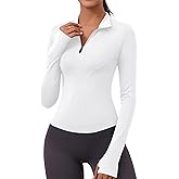 LOMON Womens Long Sleeve Workout Tops Quick Dry Quarter Zip Pullover Crop Yoga Athletic Slim Fit Shirts