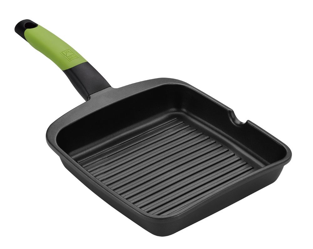 Braisogona PRIOR - Grill Pan, Cast Aluminium with Classic Non-Stick Teflon Striped 28 cm Black.All Cookers Including Induction