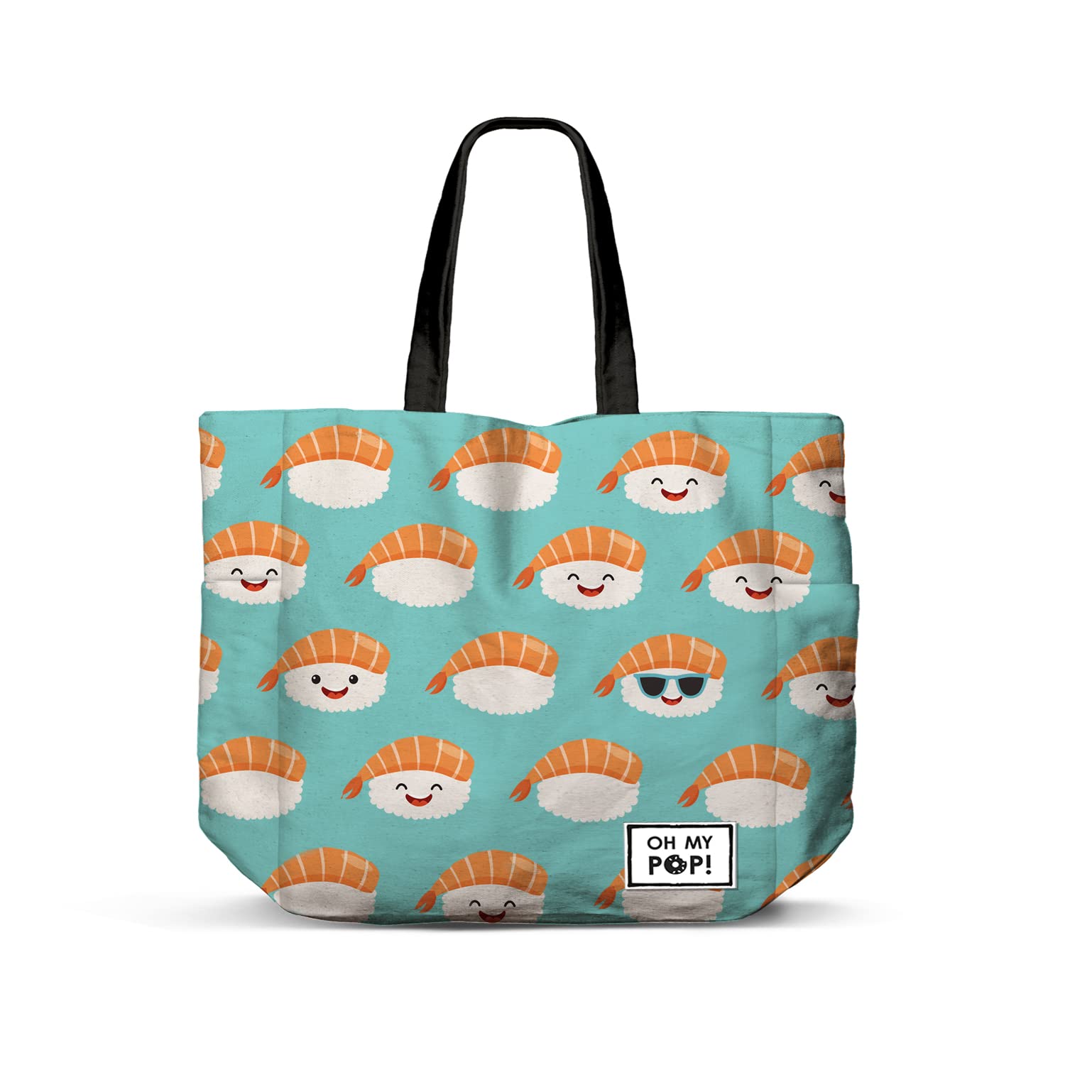 Oh My Pop! Nigiri-Horizontal FAN Shopping Bag, Turquoise