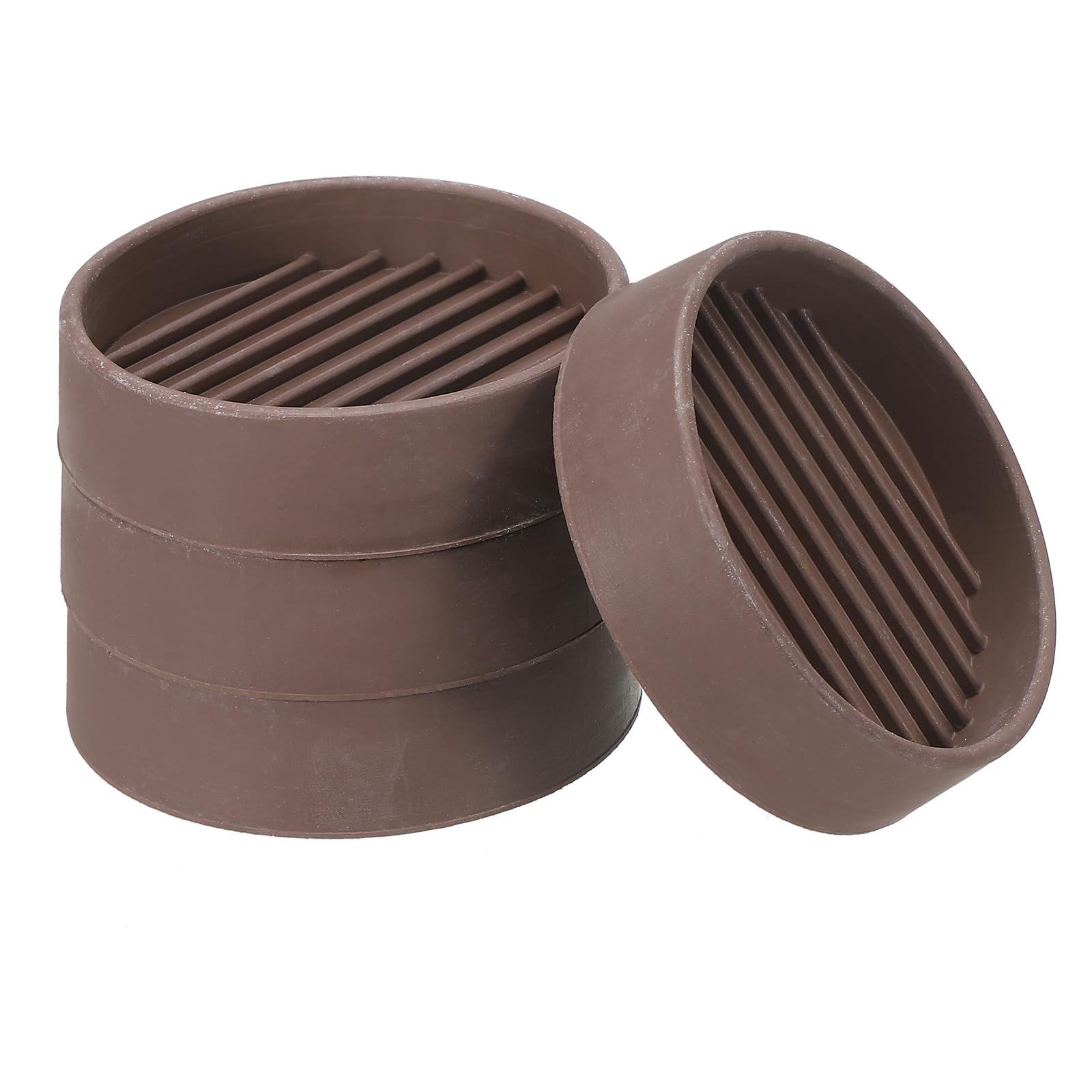 PATIKIL 2" Round Rubber Furniture Pads, 4 Pack Non Slip Caster Cup Anti Skid Floor Protectors for Furniture Feet Bed Couch Chair Table Stopper, Brown