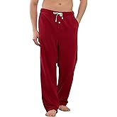 Vulcanodon Mens Fleece Pajama Pants Soft Plush Lounge Bottoms with Pockets and Button Fly Warm Cozy Sleep PJ