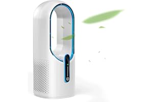 Misby Desk Fan, 11.8 Inch Portable Bladeless Table Fan, 3 Adjustable Speeds, Small Office Rechargeable Fan, Touch Control, Ea