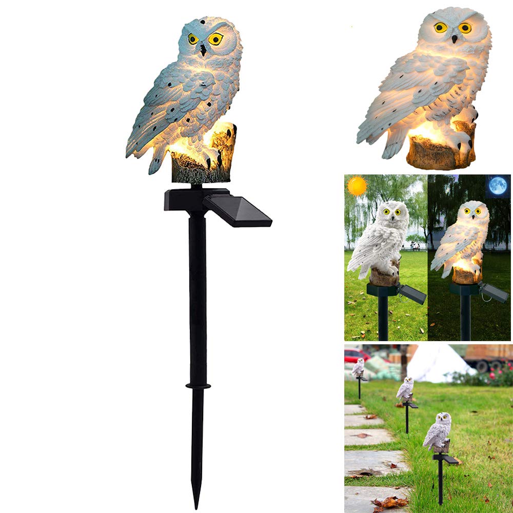 ALLOMN Solar Lawn Lamp, Outdoor Solar Light Garden Decoration Lamp Waterproof Path Lawn Yard Garden Lamps Owl Design (White)