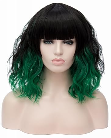 Amazon Com Topwigy Women Dark Green Wig Medium Length Curly Body