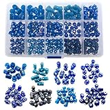 180 Pieces Blue Evil Eye Glass Beads for Jewelry Making - DIY Starter Kit for Adults - Free Leather Necklace and Bracelet for Inspiration - Wholesale Craft Supplies