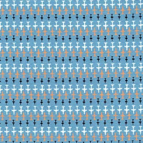 PLANE FABRIC - By 0.5 metre 50 cm x 110 cm - Aeroplanes Blue - JL145