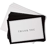 Hill Valley Greetings Black Formal Thank You Cards with Border - 48 Classic Note Cards with Envelopes - Perfect for Business Professionals & Special Events