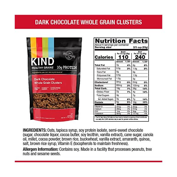 KIND Healthy Grains Clusters, Dark Chocolate Granola, 10g Protein