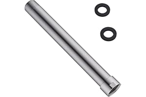 Brushed Nickel Shower Arm Extension, Female to Male 1/2 Inch Extender Arm for Rainfall Shower Head by BSTIIU, Round, 8 Inches