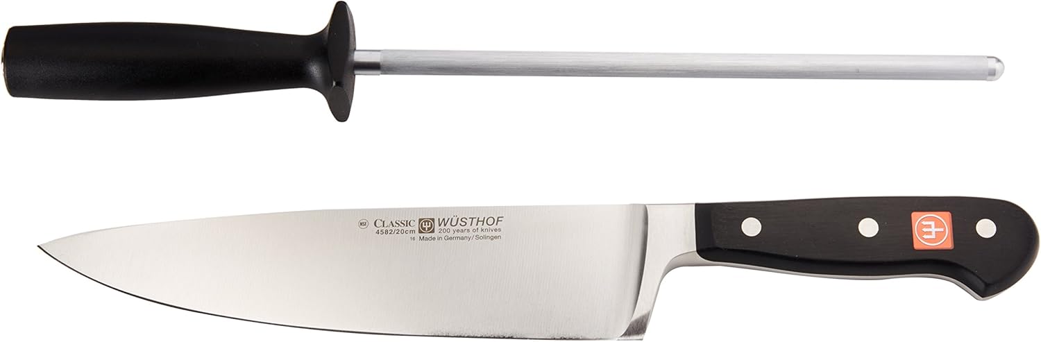 Amazon Com Wusthof Classic 8 Inch Chef Knife With 9 Sharpening Steel Chefs Knives Kitchen Dining