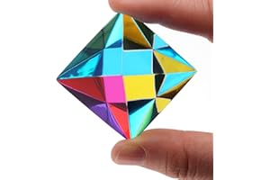 ZhuoChiMall CMY Color Orthoctahedron, 40mm (1.57 inch) Regular Octahedron Prism for Home or Office décor, STEM/STEAM Desktop Toys Easter Basket Stuffer for Kids