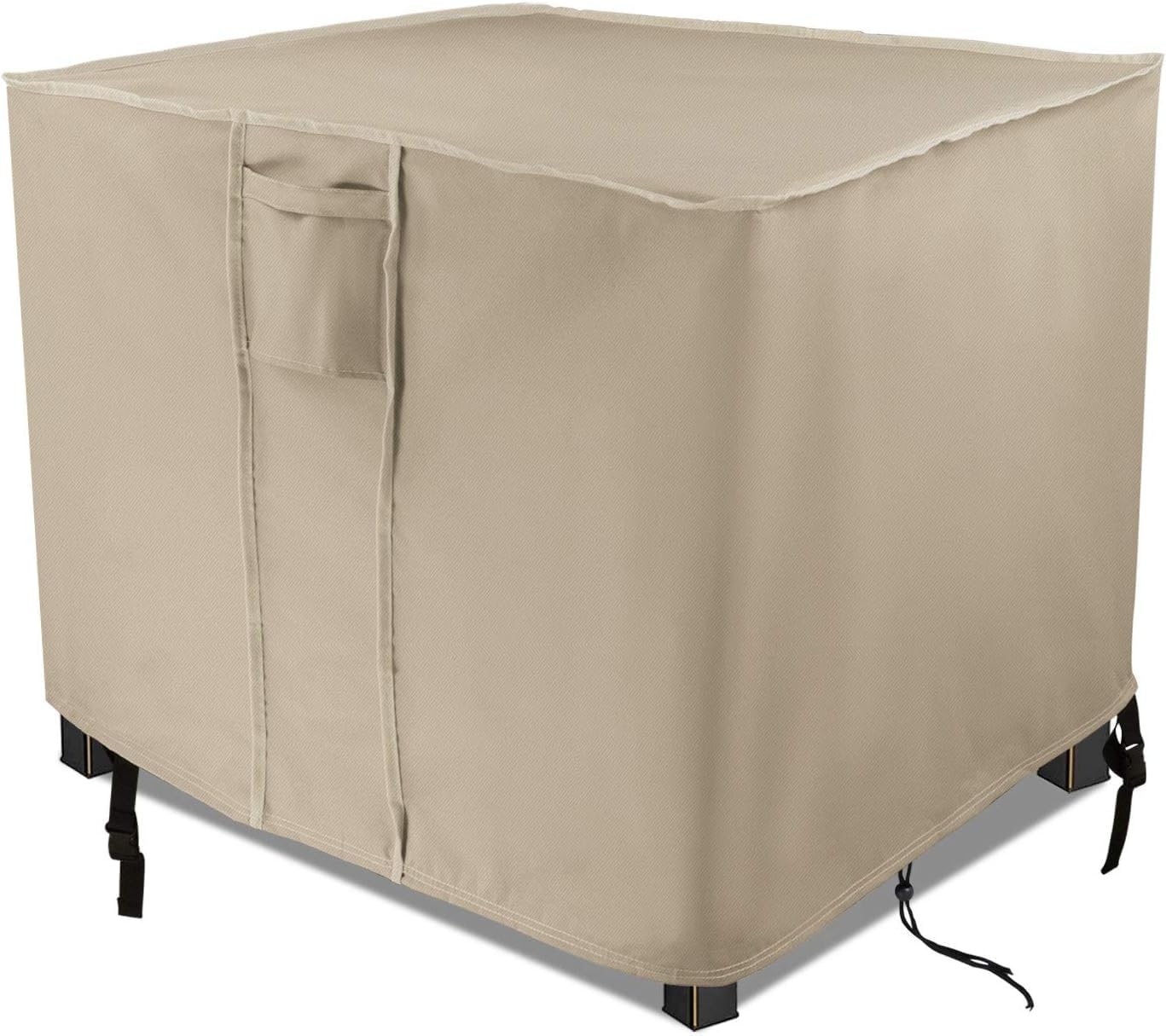 Photo 1 of Saking Fire Pit Cover 30 Inch, Waterproof Heavy Duty 600D Square Firepit Covers Gas Fireplace Fire Pit Table Cover for Propane Fire Pit - 21 x 21 x 35 Inch (Beige)