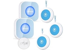 OFFNOVA Caregiver Pager, Wireless Call Button System for Seniors, 1000FT Range Emergency Alert Button for Patients/Elderly/Disabled, Waterproof Panic Call Bell for Home Nursing & Monitoring