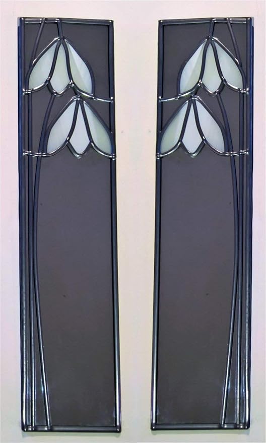 Catfish Glass 10x40cm Snowdrop mirror pairs Handmade Rennie Mackintosh