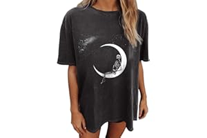 Wukreran Vintage Shirts for Women Cute Graphic Tee Spring Short Sleeve Tops Oversized Tshirts Teen Aesthetic Clothing