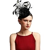 LATIMOON Fascinators Hat for Women Tea Party Headband Mini top Hats Cocktail Flower Mesh Feathers Hair Clip