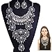 Zhenhui Boho Necklace Earring Set - Silver Long Bohemia Statement Tribal Turkish Women Jewelry Set,Best Gift for Mother's Day(Silver Necklace with Earrings Set)