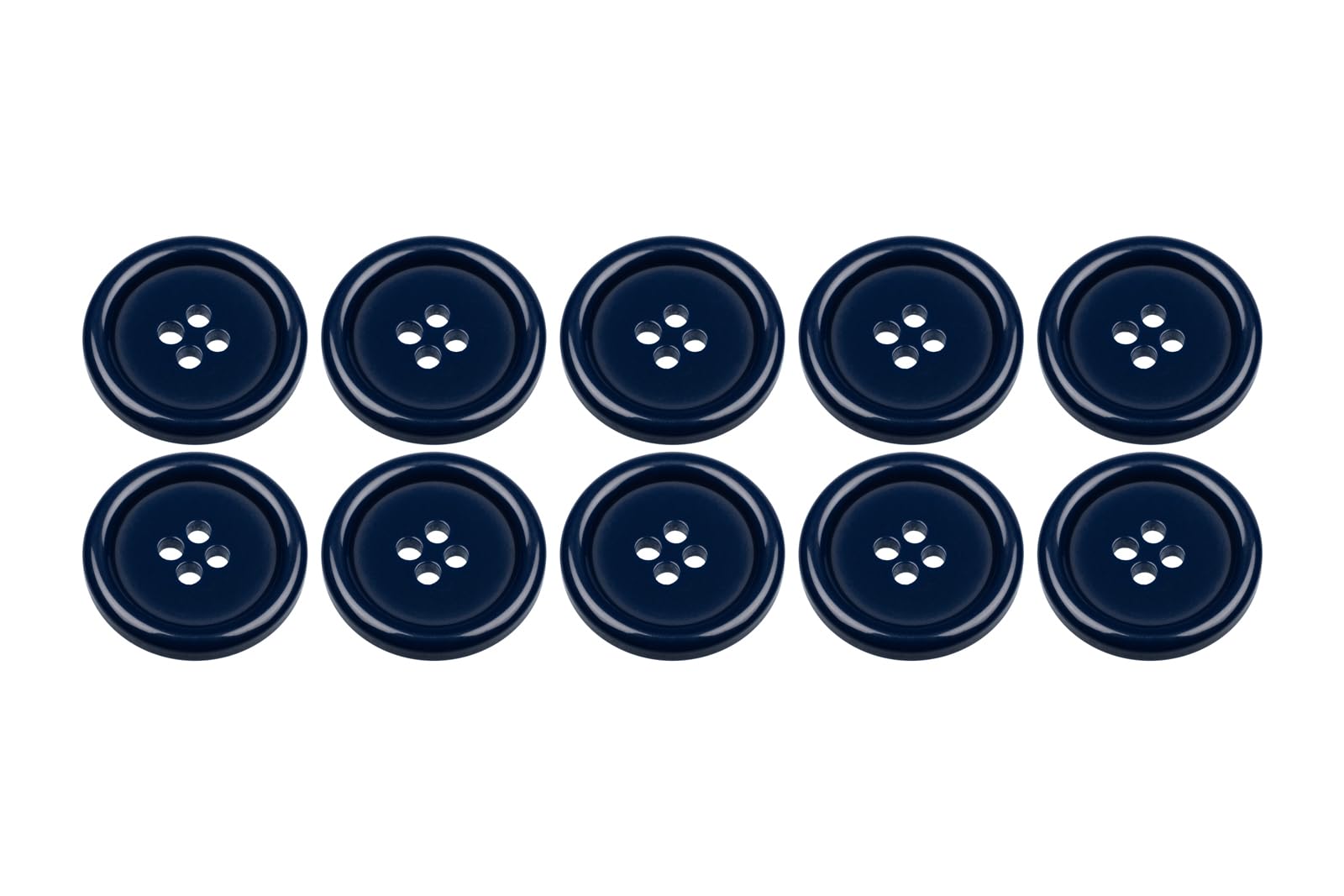 Pack of 10 Dark Blue 23mm Round Sew On Plastic Buttons for Coats Jackets Knitwear Cardigans Flat 4 Holes 36L
