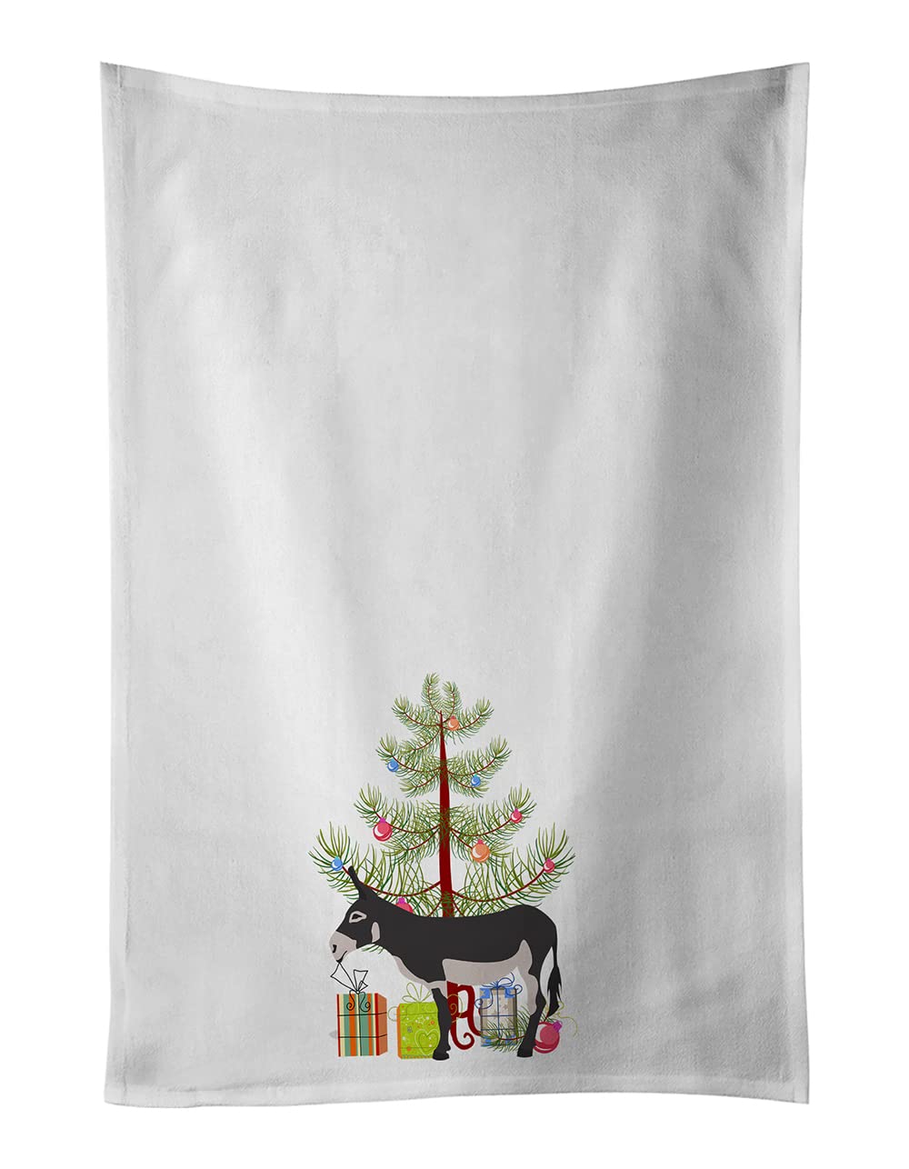 Caroline's Treasures American Mammoth Jack Donkey Christmas White Kitchen Towel Set of 2