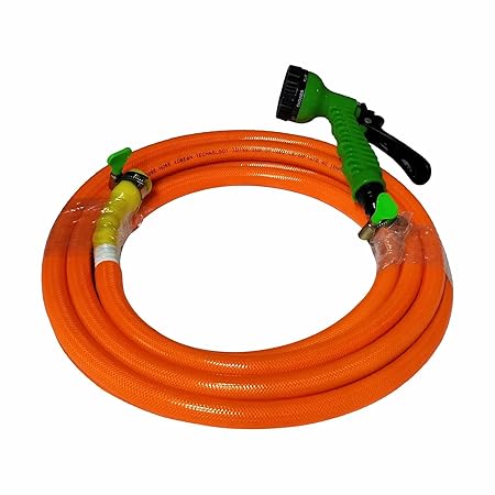MITRAS 3 Layered High Pressure Hose Pipe (12.5mm ID - 5mtr) with 7 Function Spray Gun, 1/2