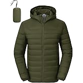 Rdruko Men's Down Puffer Jacket with Hood Packable Lightweight Puffy Winter Coat Hooded