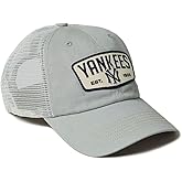 47 Brand NY New York Yankees Clean Up Cooperstown Patch Trucker Cap, Adjustable Snapback Hat Grey