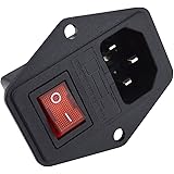 URBEST Inlet Module Plug 5A Fuse Switch Male Power Socket 10A 250V 3 Pin IEC320 C14