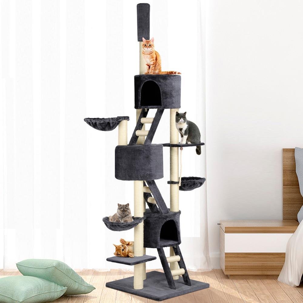 Yaheetech Huge Cat Tree Furniture Adjustable Height 92-106inch Gray