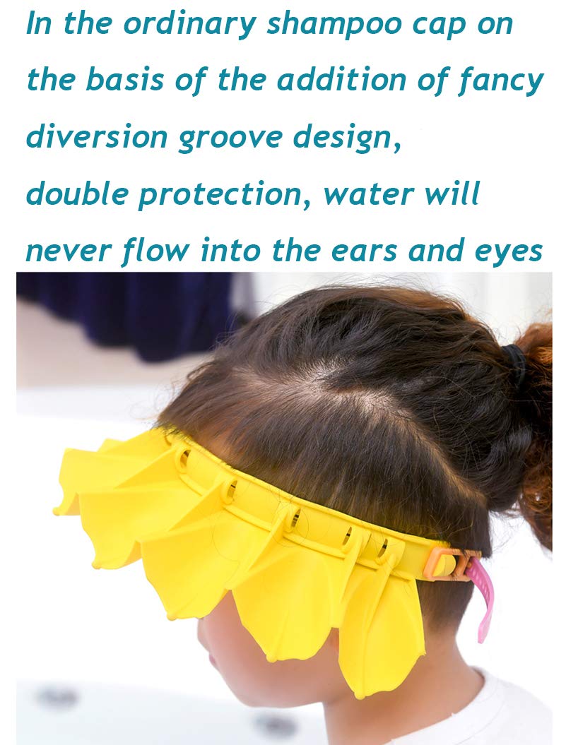 Baby Silicone Shower Cap Bathing Hat, Adjustable Shower Cap Kids, Infants Soft Protection Funny Safety Visor Cap for Toddler Children (Yellow) : Baby
