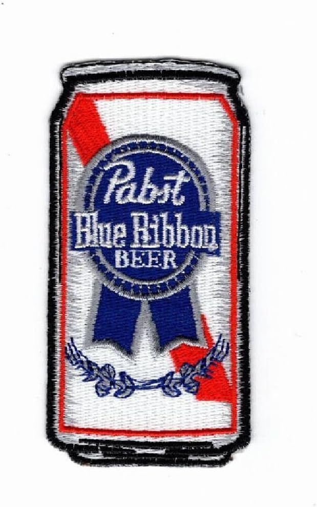 Pabst Blue Ribbon Beer Can Jacket Vest 4 inch Iron ON Patch