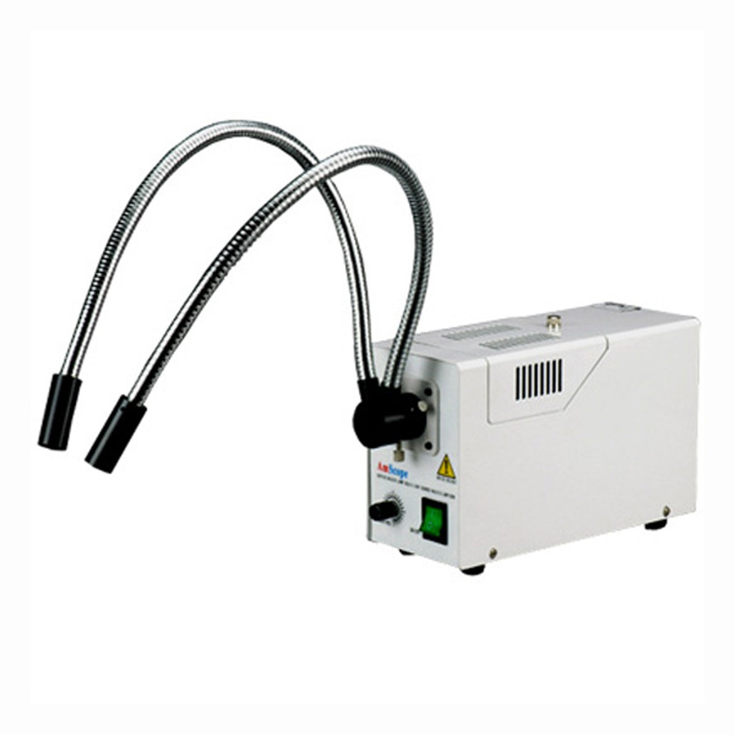 AmScope 150W Fiber Optic Dual Gooseneck Microscope Illuminator, Black
