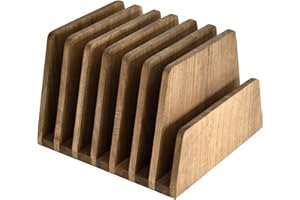 KIRIGEN Wood File Mail Organizer 7 Slots File Paper Holder Desktop Wood Document Letter Holder Organizer for Home Office Brown (7KWJJ-DBR)