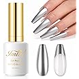 Imtiti Chrome Gel Nail Polish, 15ML Silver Metallic Gel Nail Polish Metal Mirror Effect Chrome Gel Polish Soak off UV LED DIY Nail Art Salon Manicure